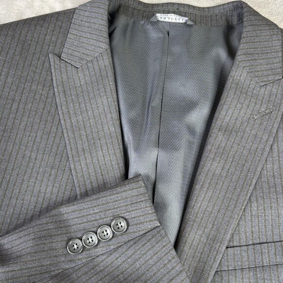 Caravelli Suit Jacket Mens 44 Long Grey Harry C 2B Slim Fit Pinstripe Blazer - Picture 1 of 15